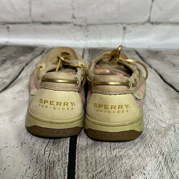 Sperry Top-Sider Tan & Pink Plaid Boat Shoes, Size 8.5, Pre-owned - Picture 3 of 6